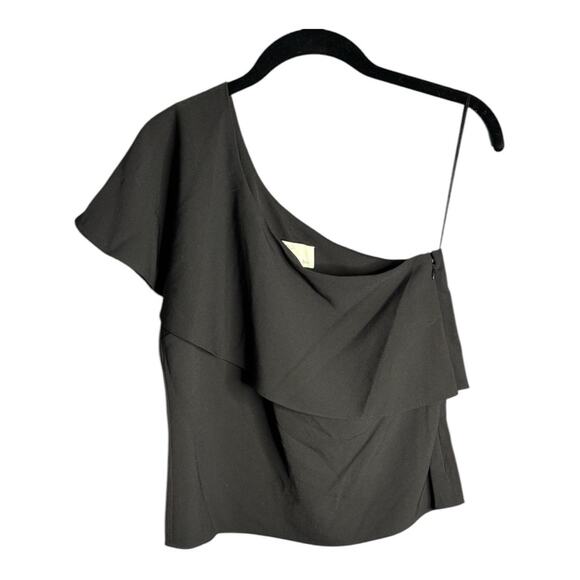 Sachin + Babi Tops - SB Sachin & Babi Black One Shoulder Top With Side Zipper & Ruffle Detail Sz XS